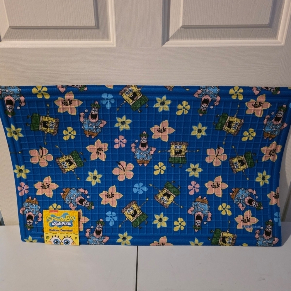 NEW SpongeBob SquarePants Tropical Rubber Doormat – Fun Hawaiian Print Rug